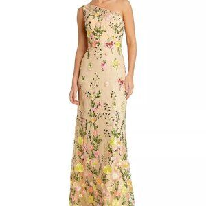 One Shoulder Lace Embroidered Gown by Mac Duggal